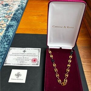 Camrose & Kross Jackie Kennedy Replica Gold Tone & Black Marine Link Necklace